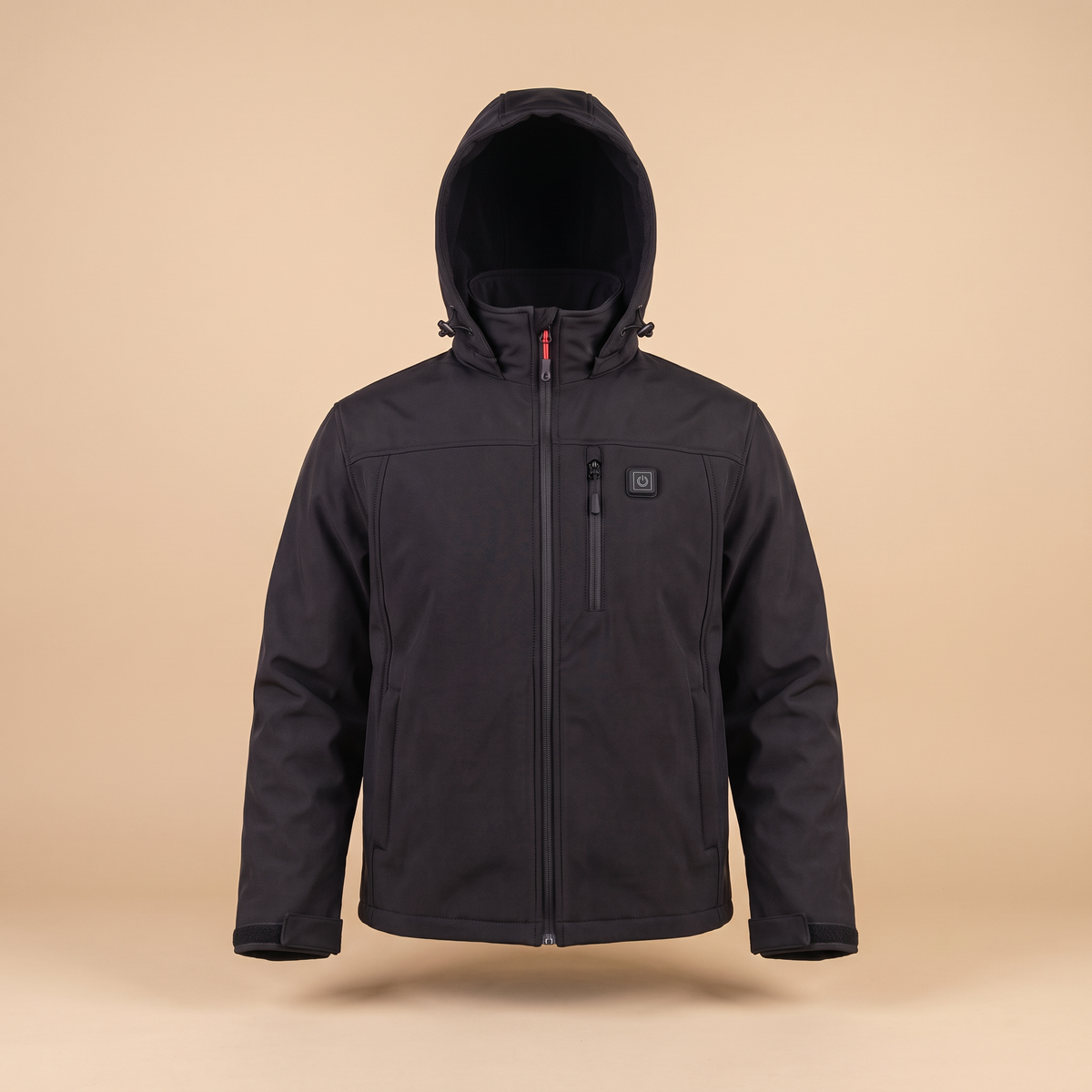 Veste chauffante Caldris noire, vue de face.