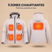 5 zones chauffantes : poitrine, poches et dos